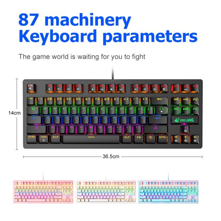 ZIYOULANG K2 87 Keys Office Laptop Punk Glowing Mechanical Wired Keyboard, Cable Length: 1.5m, Color: Blue - Wired Keyboard by ZIYOULANG | Online Shopping South Africa | PMC Jewellery | Buy Now Pay Later Mobicred