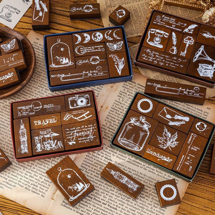 MOCARD 7 In 1 Wooden Stamp Set Handbook DIY Material(Senyu Traveler) - Handbook Decorative Stickers by MOCARD | Online Shopping South Africa | PMC Jewellery | Buy Now Pay Later Mobicred