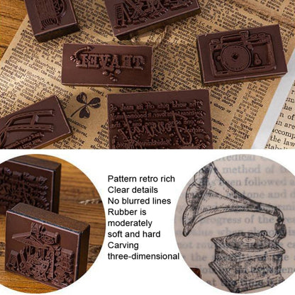 MOCARD 7 In 1 Wooden Stamp Set Handbook DIY Material(Senyu Traveler) - Handbook Decorative Stickers by MOCARD | Online Shopping South Africa | PMC Jewellery | Buy Now Pay Later Mobicred