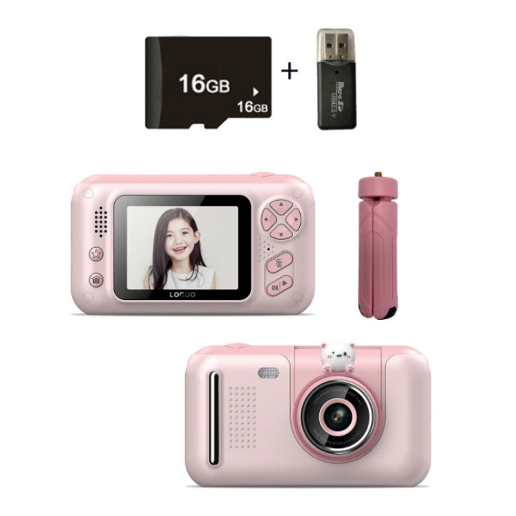 2.4 Inch Children HD Reversible Photo SLR Camera, Color: Pink + 16G Memory Card + Card Reader - Children Cameras by PMC Jewellery | Online Shopping South Africa | PMC Jewellery | Buy Now Pay Later Mobicred