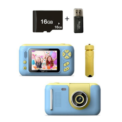 2.4 Inch Children HD Reversible Photo SLR Camera, Color: Yellow Blue + 16G Memory Card + Card Reader - Children Cameras by PMC Jewellery | Online Shopping South Africa | PMC Jewellery | Buy Now Pay Later Mobicred