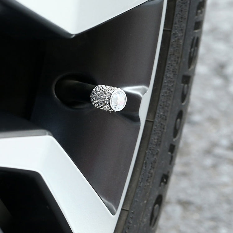 Car Tyre Aluminium Full Diamond Valve Cap With Seal(Pink) - Tire Valve Caps by PMC TechLife | Online Shopping South Africa | PMC TechLife | Buy Now Pay Later Mobicred