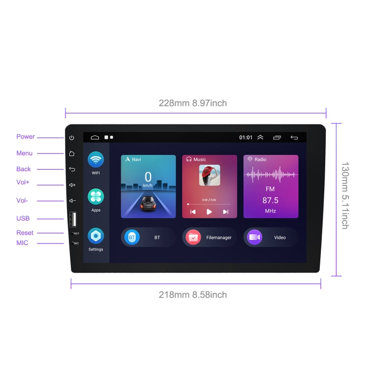 A3236 9 inch Android 11 Single Butt MP5 Player, Style: Carplay 1+16G(Standard) - Car MP3 & MP4 & MP5 by PMC Jewellery | Online Shopping South Africa | PMC Jewellery | Buy Now Pay Later Mobicred