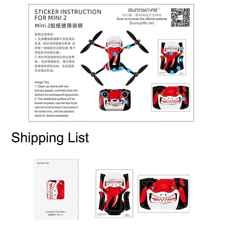 Sunnylife MM2-TZ452 For DJI Mini 2 Waterproof PVC Drone Body + Arm + Remote Control Decorative Protective Stickers Set(Big Eyes Monster) - Stickers by Sunnylife | Online Shopping South Africa | PMC Jewellery | Buy Now Pay Later Mobicred