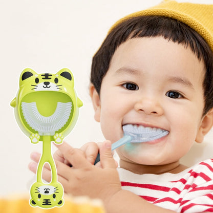 S8 2pcs Children Cartoon Animal Manual U-shaped Silicone Toothbrush for 2-12 Years Old(Green Tiger) - Toothbrushes by PMC Jewellery | Online Shopping South Africa | PMC Jewellery | Buy Now Pay Later Mobicred