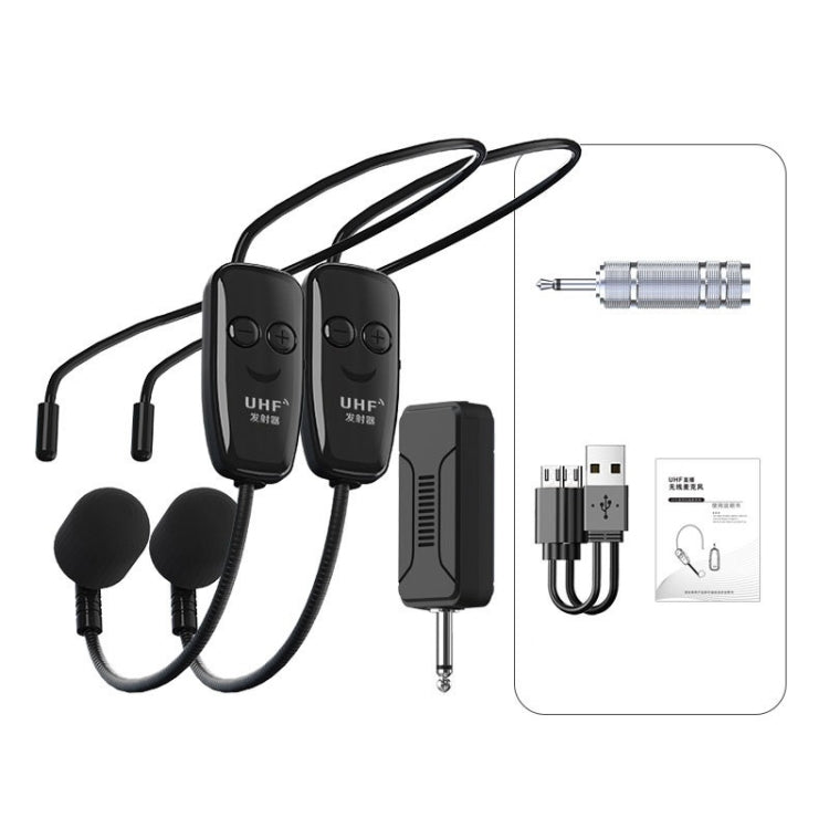 One For Two Outdoor Wireless Microphone Audio Headset Amplifier Loudspeaker(Black) - Microphone by PMC Jewellery | Online Shopping South Africa | PMC Jewellery | Buy Now Pay Later Mobicred