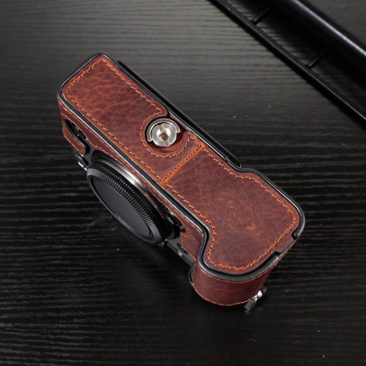 For FUJIFILM X-T5 Camera Cowhide Bag Anti-scratch Protective Case Base Cover(Deep Coffee) - Leather Bag by PMC TechLife | Online Shopping South Africa | PMC TechLife | Buy Now Pay Later Mobicred