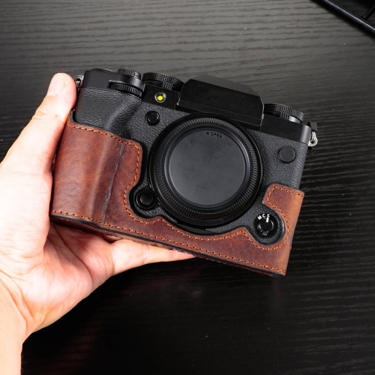 For FUJIFILM X-T5 Camera Cowhide Bag Anti-scratch Protective Case Base Cover(Black) - Leather Bag by PMC TechLife | Online Shopping South Africa | PMC TechLife | Buy Now Pay Later Mobicred