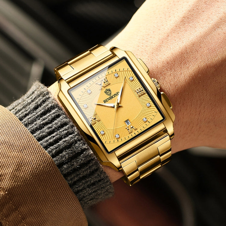 BINBOND B4143 Rectangular Outdoor Men Waterproof Quartz Watches(Full Gold-Black) - free shipping - PMC TechLife - Order now!