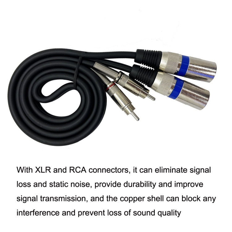 2RCA Male 2XLR Caron Male Speaker Audio Balance Cable, Length: 10m - Microphone Audio Cable & Connector by PMC Jewellery | Online Shopping South Africa | PMC Jewellery | Buy Now Pay Later Mobicred