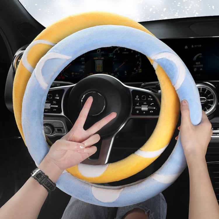 Car Steering Wheel Cartoon Short Fluff Handle Cover, Size: 38cm(Black White Round) - free shipping - PMC TechLife - Order now!