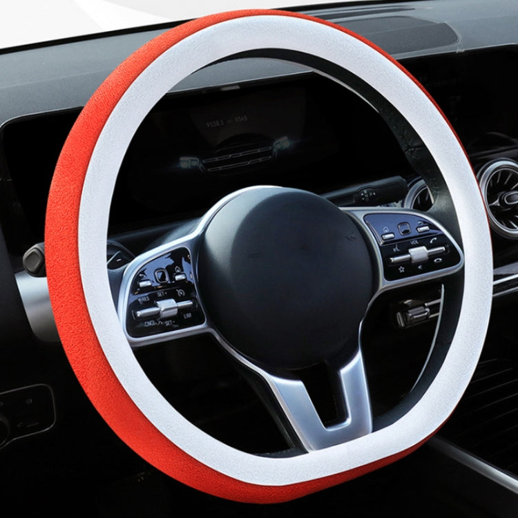 Car Steering Wheel Short Plush Winter Non-slip Grip Cover, Size: 38cm(D Shaped Orange) - Steering Wheel Accessories by PMC TechLife | Online Shopping South Africa | PMC TechLife | Buy Now Pay Later Mobicred