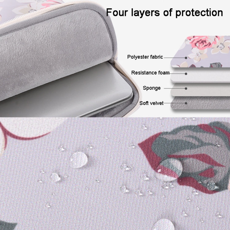 H40-B01 White Rose Pattern Laptop Case Bag Computer Liner Bag With Handle, Size: 12 Inch(Blue) - 12.1 inch by PMC Jewellery | Online Shopping South Africa | PMC Jewellery | Buy Now Pay Later Mobicred