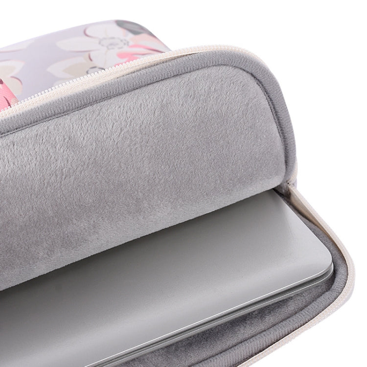 H40-B01 White Rose Pattern Laptop Case Bag Computer Liner Bag With Handle, Size: 15 Inch(Grey) - 15 inch by PMC TechLife | Online Shopping South Africa | PMC TechLife