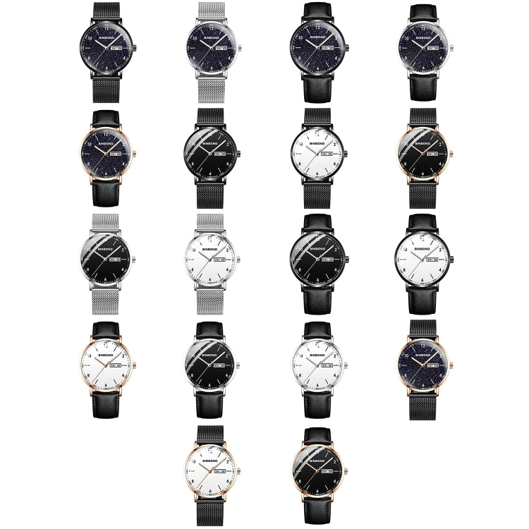 BINBOND B3820 30M Waterproof Ultra-thin Quartz Luminous Starry Watch, Color: Black Net-Black-Starry - free shipping - PMC TechLife - Order now!