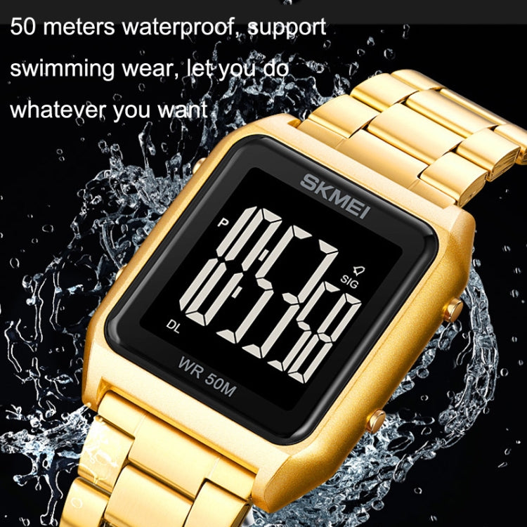 SKMEI 1879 Square Large Screen Men Steel Belt Multi-function EL Luminous Watch, Color: Silver - free shipping - PMC TechLife - Order now!