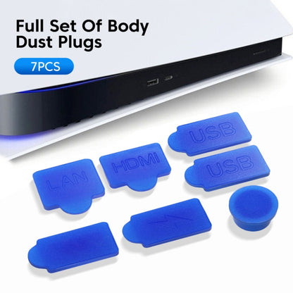 For PS5 2sets 7pcs/Set Dust Plug Silicone Dust Protector Anti-Dust Cover(Black) - PS5 Spare Parts by PMC Jewellery | Online Shopping South Africa | PMC Jewellery