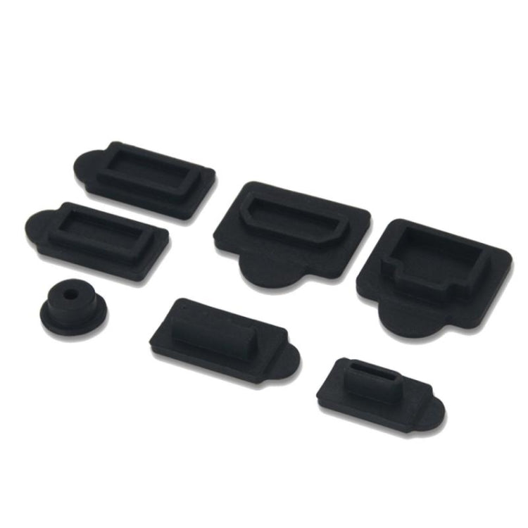 For PS5 2sets 7pcs/Set Dust Plug Silicone Dust Protector Anti-Dust Cover(Black) - PS5 Spare Parts by PMC Jewellery | Online Shopping South Africa | PMC Jewellery