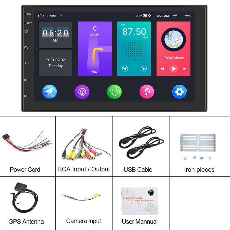 A2797 7 Inch Android WiFi 2+32G Central Control Large Screen Universal Car Navigation Reversing Video Player, Style: Standard - Car MP3 & MP4 & MP5 by PMC Jewellery | Online Shopping South Africa | PMC Jewellery | Buy Now Pay Later Mobicred