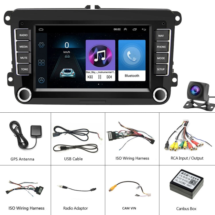 A2742 For Volkswagen 7-inch 1+16G Android Car Navigation Central Control Large Screen Player With Wireless CarPlay Standard+AHD Camera - Car MP3 & MP4 & MP5 by PMC Jewellery | Online Shopping South Africa | PMC Jewellery | Buy Now Pay Later Mobicred