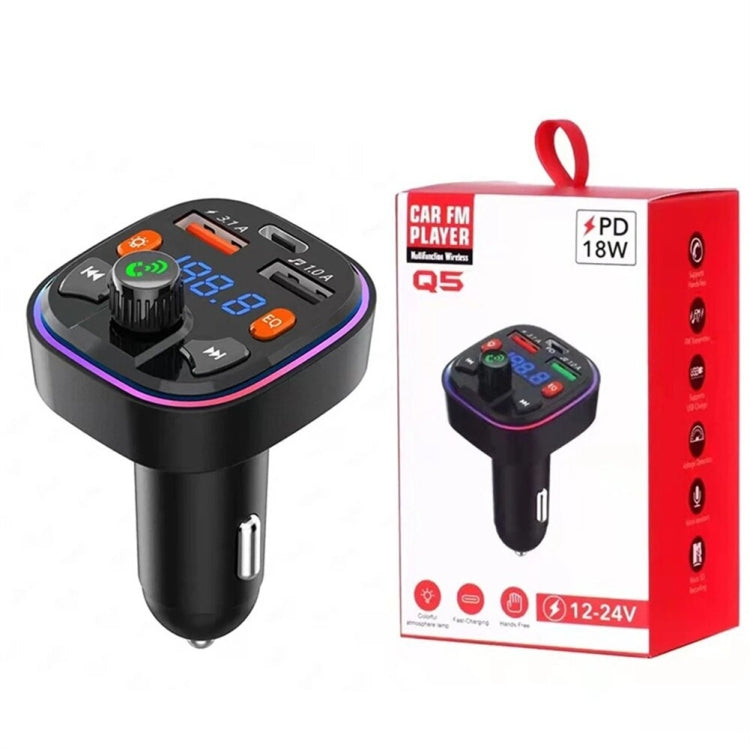 Q7 3.1A USB+PD Bluetooth Car Charger Car FM Transmitter Colorful Lighting - Bluetooth Car Kits by PMC TechLife | Online Shopping South Africa | PMC TechLife | Buy Now Pay Later Mobicred