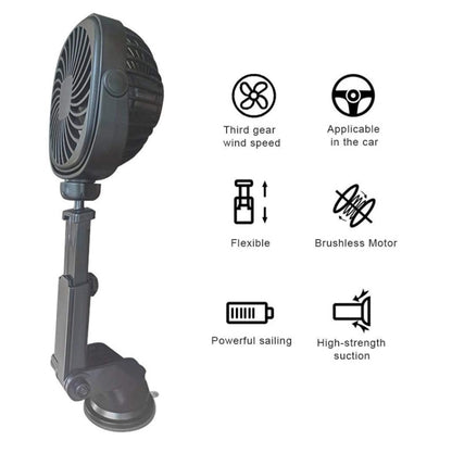 Car Suction Cup Fan Desktop Dormitory Office Kitchen Fan(Black) - Heating & Fans by PMC Jewellery | Online Shopping South Africa | PMC Jewellery | Buy Now Pay Later Mobicred