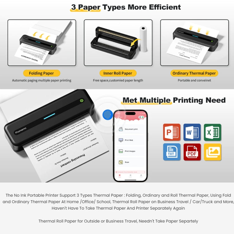 Phomemo M832 300dpi Wireless Thermal Portable Printer, Size: A4 Version(Black) - Printer by Phomemo | Online Shopping South Africa | PMC Jewellery | Buy Now Pay Later Mobicred