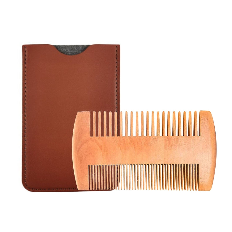 TW-BC90 Beard Wooden Comb Beard Shape Double-Sided Comb With PU Leather Case - Hair Trimmer by PMC Jewellery | Online Shopping South Africa | PMC Jewellery