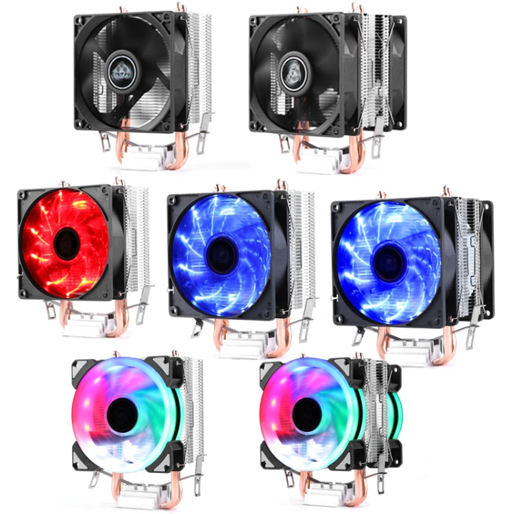 Desktop Computer Double Copper Tube CPU Radiator Super Quiet Color Light 3-pin Double Fan - Fan Cooling by PMC Jewellery | Online Shopping South Africa | PMC Jewellery | Buy Now Pay Later Mobicred