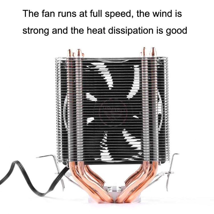 Desktop Computer Double Copper Tube CPU Radiator Super Quiet Color Light 3-pin Double Fan - Fan Cooling by PMC Jewellery | Online Shopping South Africa | PMC Jewellery | Buy Now Pay Later Mobicred
