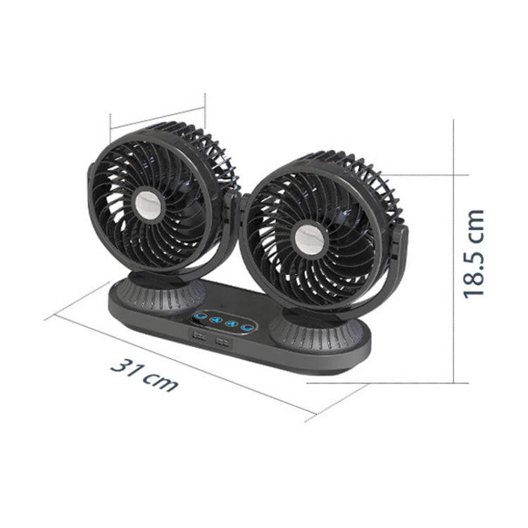 F623 12V/24V Vehicle Electric Oscillating Head Rotatable Double Head Fan (Basic) - Heating & Fans by PMC Jewellery | Online Shopping South Africa | PMC Jewellery | Buy Now Pay Later Mobicred