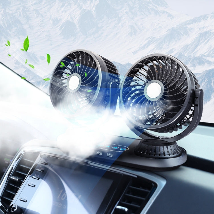 F623 12V/24V Vehicle Electric Oscillating Head Rotatable Double Head Fan (Basic) - Heating & Fans by PMC TechLife | Online Shopping South Africa | PMC TechLife | Buy Now Pay Later Mobicred