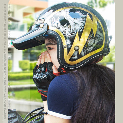 SOMAN Motorcycle Four Seasons Carbon Fiber Half Helmet, Color: Bright Carbon Fiber(M) - Helmets by SOMAN | Online Shopping South Africa | PMC Jewellery | Buy Now Pay Later Mobicred