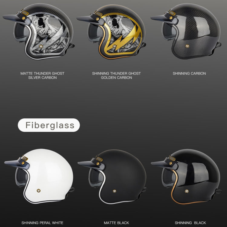 SOMAN Motorcycle Four Seasons Carbon Fiber Half Helmet, Color: Carbon Fiber Silver Lightning(M) - Helmets by SOMAN | Online Shopping South Africa | PMC Jewellery | Buy Now Pay Later Mobicred