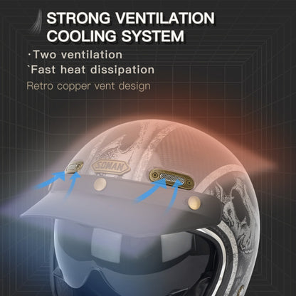 SOMAN Motorcycle Four Seasons Carbon Fiber Half Helmet, Color: Bright Carbon Fiber(XL) - Helmets by SOMAN | Online Shopping South Africa | PMC Jewellery | Buy Now Pay Later Mobicred