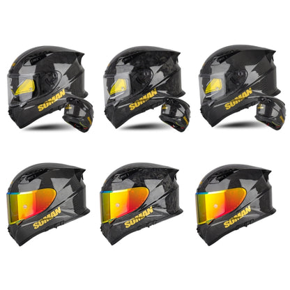 SOMAN Motorcycle Carbon Fiber Double Lens Thermal Safety Helmet, Size: S(Cheetah Print) - Helmets by SOMAN | Online Shopping South Africa | PMC Jewellery | Buy Now Pay Later Mobicred