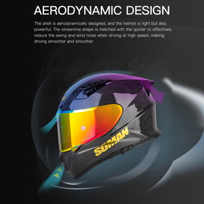 SOMAN Motorcycle Carbon Fiber Double Lens Thermal Safety Helmet, Size: M(Snake Carbon Fiber REVO) - Helmets by SOMAN | Online Shopping South Africa | PMC Jewellery | Buy Now Pay Later Mobicred