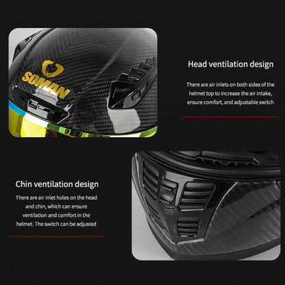 SOMAN Motorcycle Carbon Fiber Double Lens Thermal Safety Helmet, Size: M(Snake Carbon Fiber) - Helmets by SOMAN | Online Shopping South Africa | PMC Jewellery | Buy Now Pay Later Mobicred