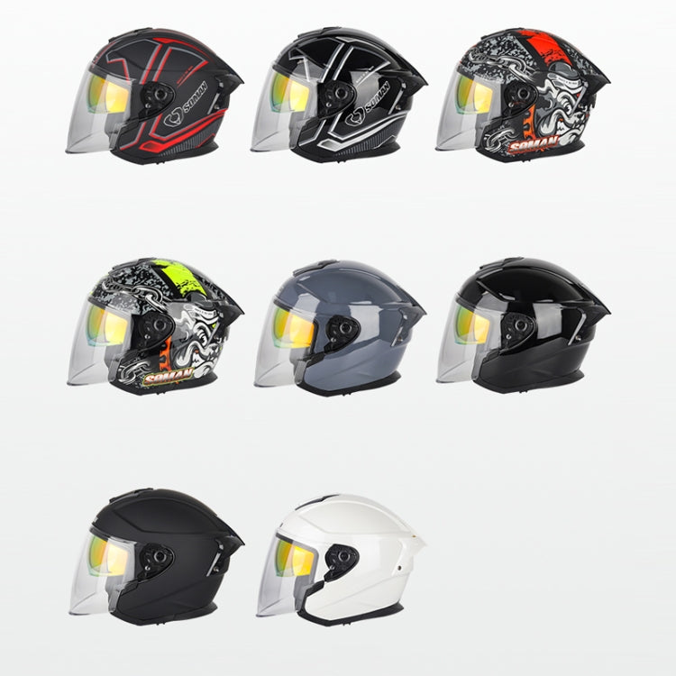 SOMAN Motorcycle Electric Bicycle Dual Lens Riding Helmet, Size: XL(Matte Black) - free shipping - PMC TechLife - Order now!