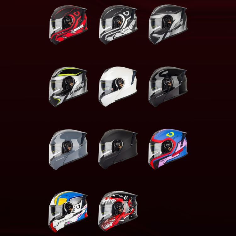 SOMAN Racing Motorcycle Double Lens Riding Safety Helmet, Size: L(Matt Black) - free shipping - PMC TechLife - Order now!