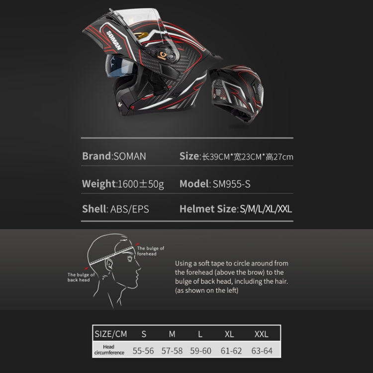 SOMAN Motorcycle Dual Lens Riding Peel-Off Full Coverage Helmet, Size: L(Sapphire Vision) - free shipping - PMC TechLife - Order now!