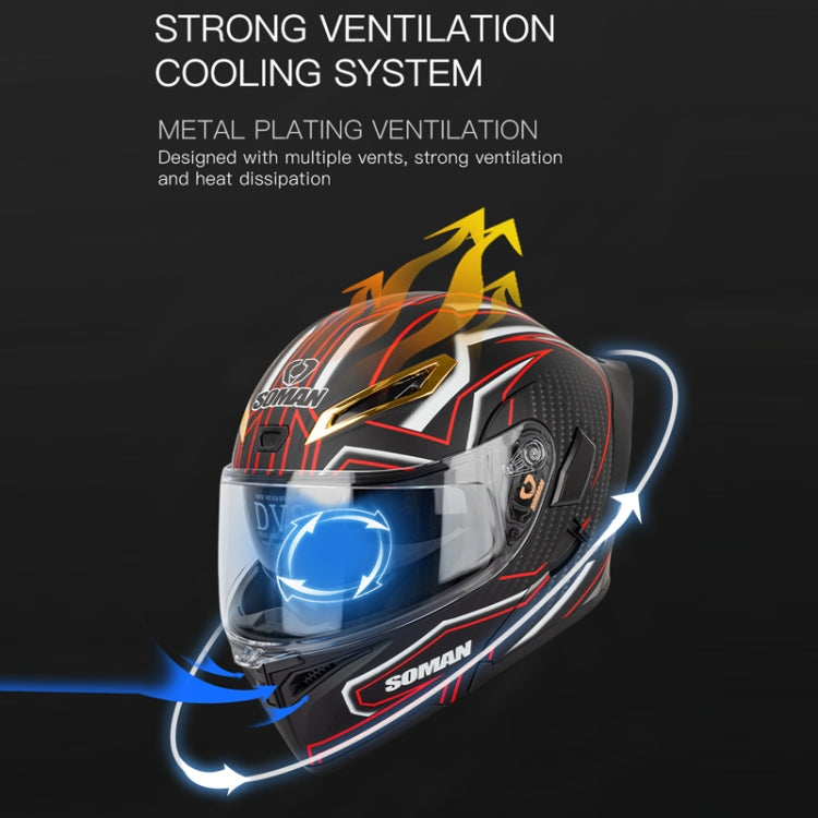 SOMAN Motorcycle Dual Lens Riding Peel-Off Full Coverage Helmet, Size: L(Matt Black Blue) - free shipping - PMC TechLife - Order now!