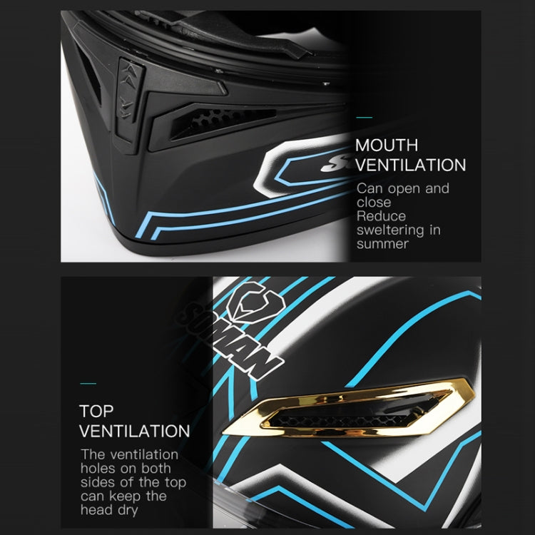 SOMAN Motorcycle Dual Lens Riding Peel-Off Full Coverage Helmet, Size: L(Pearl White) - free shipping - PMC TechLife - Order now!