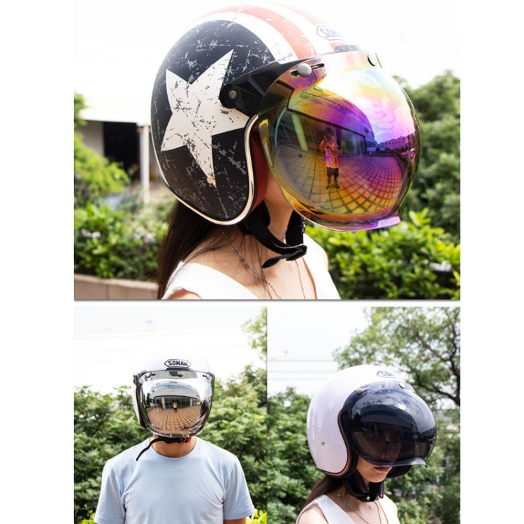 Motorcycle Helmet Three-Button Windproof Lens With Bracket(Gold) - Helmets by PMC TechLife | Online Shopping South Africa | PMC TechLife | Buy Now Pay Later Mobicred