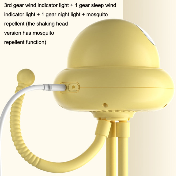 Shaking Head Stroller Fan Leafless Octopus Mute Portable Mini Fan Normal Version (Yellow) - Electric Fans by PMC TechLife | Online Shopping South Africa | PMC TechLife | Buy Now Pay Later Mobicred