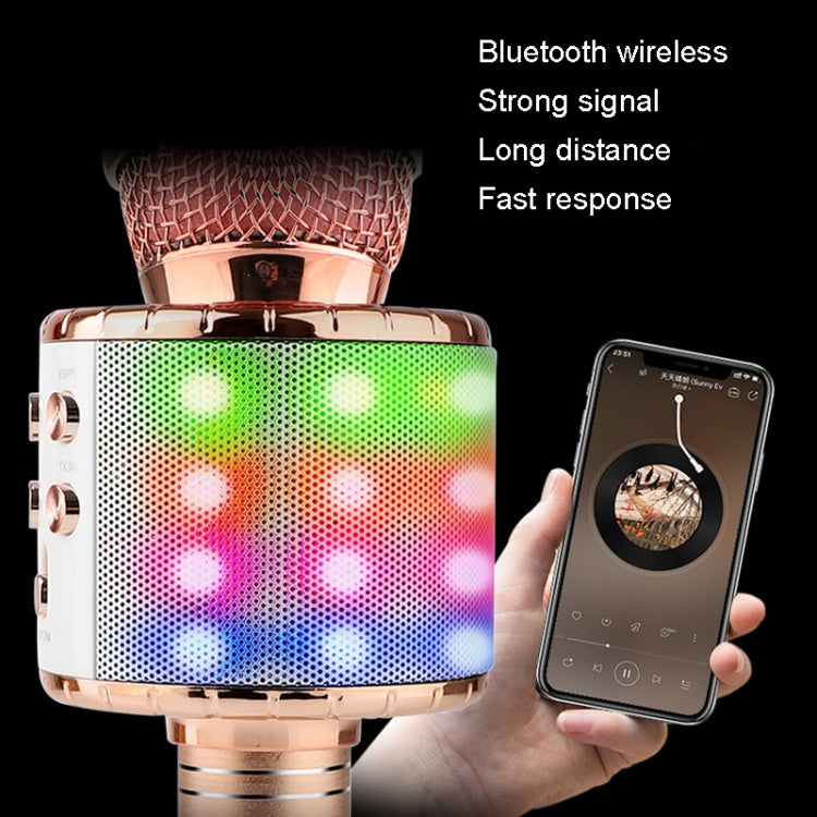 WS-858L LED Light Flashing Wireless Capacitance Microphone Comes With Audio Mobile Phone Bluetoon Live Microphone(Gold) - Microphone by PMC TechLife | Online Shopping South Africa | PMC TechLife | Buy Now Pay Later Mobicred