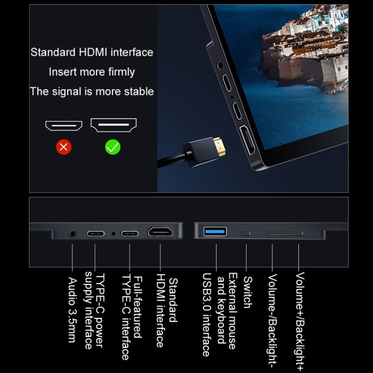 15.6 inch Touch Version 4K Portable External Extended Screen Display For Switch/PS5/Mobile Phone/Computer(US Plug) - LCD Monitors by PMc TechLife | Online Shopping South Africa | PMc TechLife | Buy Now Pay Later Mobicred