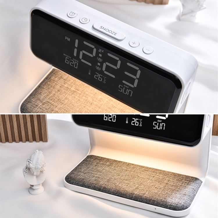 3 In 1 10W Wireless Charging Bedside Lamp LCD Screen Alarm Clock  Phone Charger,EU Plug(White) - Wireless Charger by PMC Jewellery | Online Shopping South Africa | PMC Jewellery