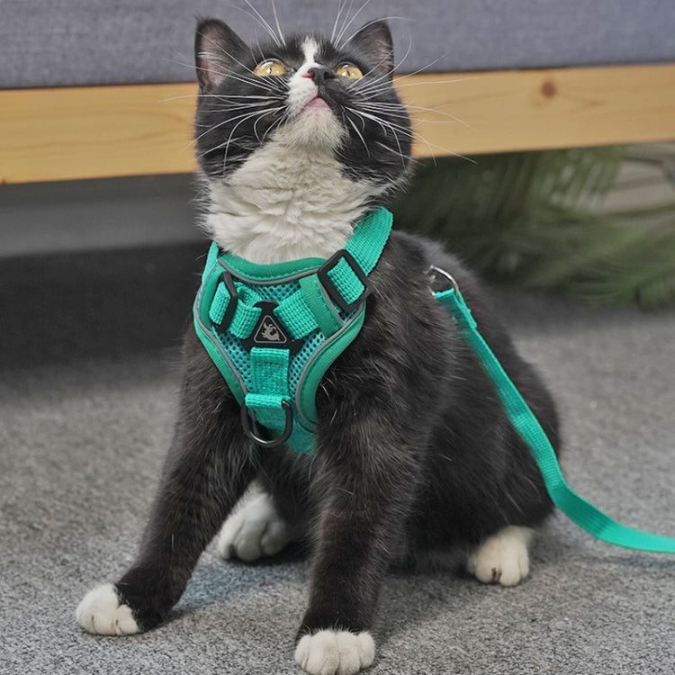 Pet Vest Harness + Traction Rope Set Reflective Breathable Dog Cat Harness, Size: L(Gray) - free shipping - PMC TechLife - Order now!