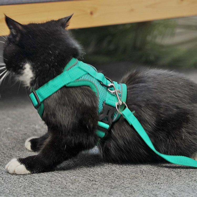 Pet Vest Harness + Traction Rope Set Reflective Breathable Dog Cat Harness, Size: S(Coffee) - Leashes by PMC TechLife | Online Shopping South Africa | PMC TechLife